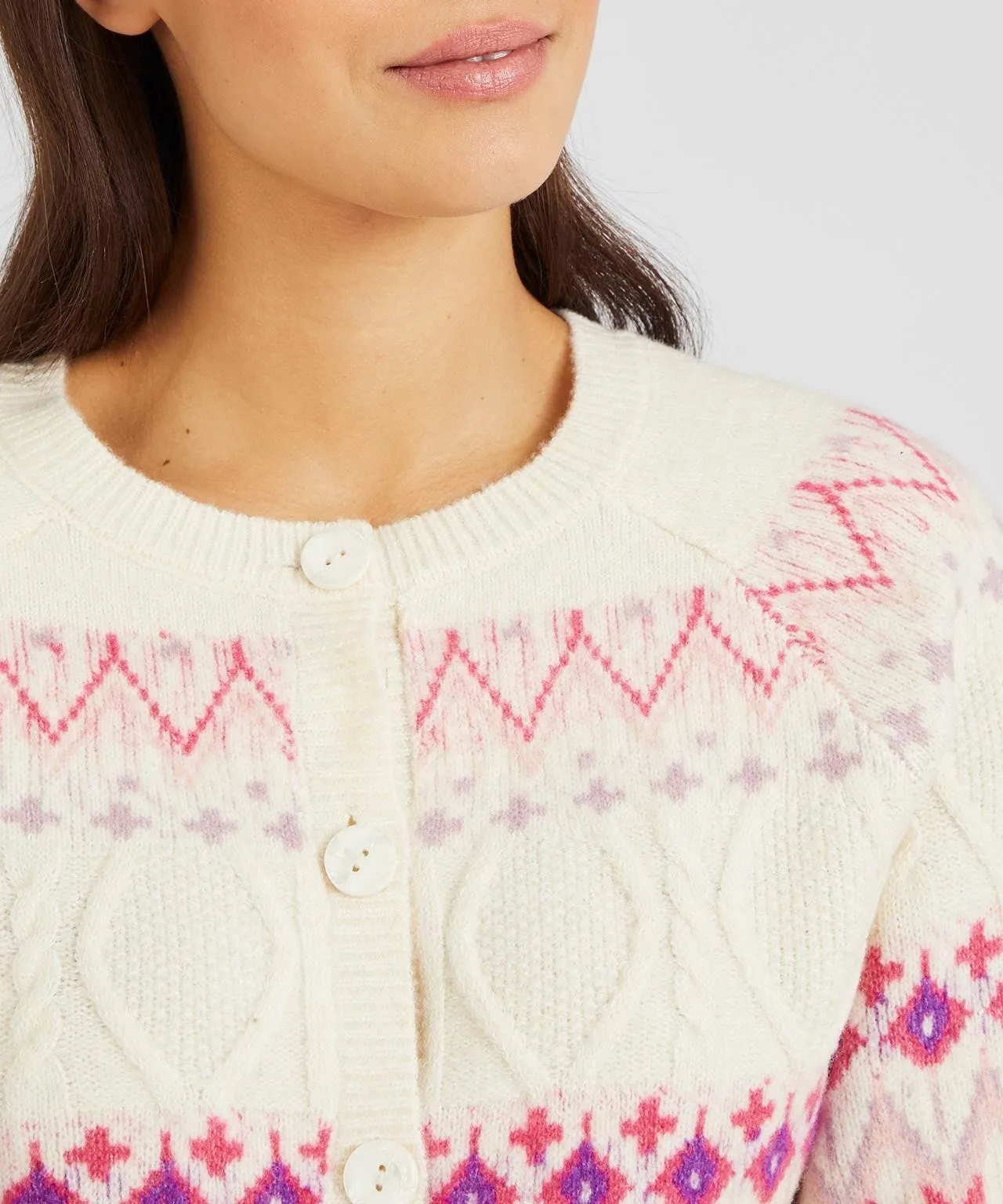 Warm Fairisle Patterned Cardigan Sweater