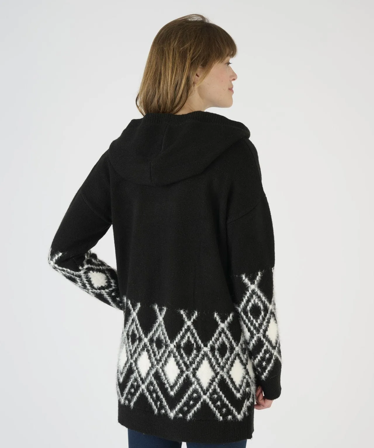 Toasty Thermal Jacquard Hooded Cardigan