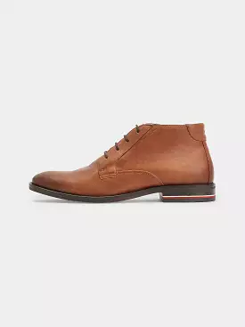 Tommy Hilfiger Men's Cognac Leather Ankle Boot