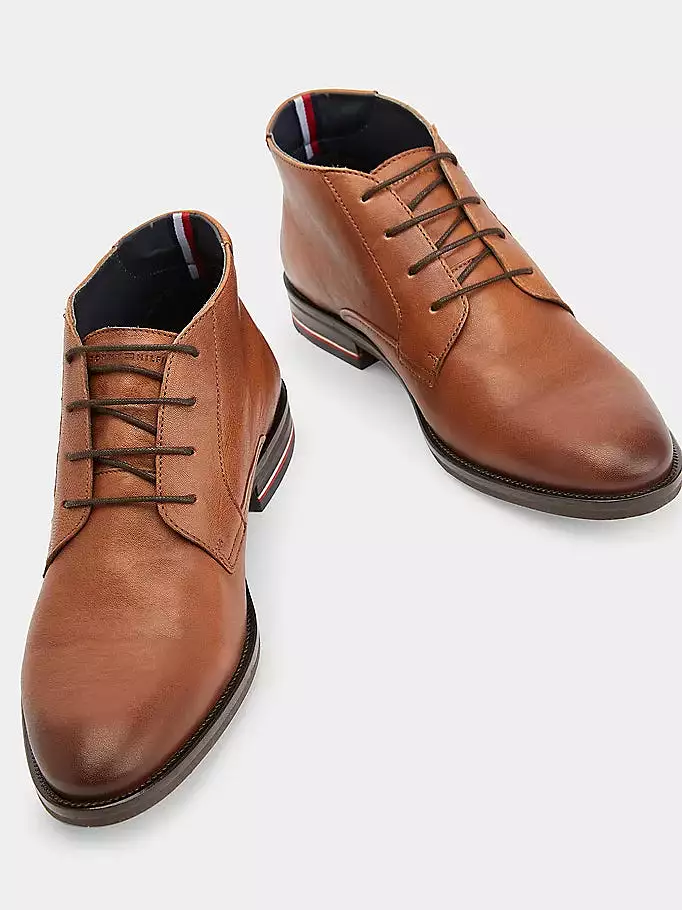 Tommy Hilfiger men's leather boot, cognac color.