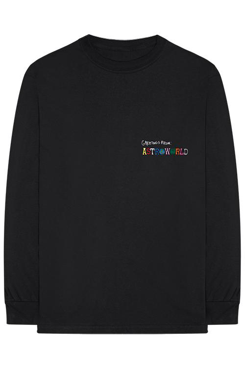 Travis Scott Greetings From Long Sleeve T-shirt Black