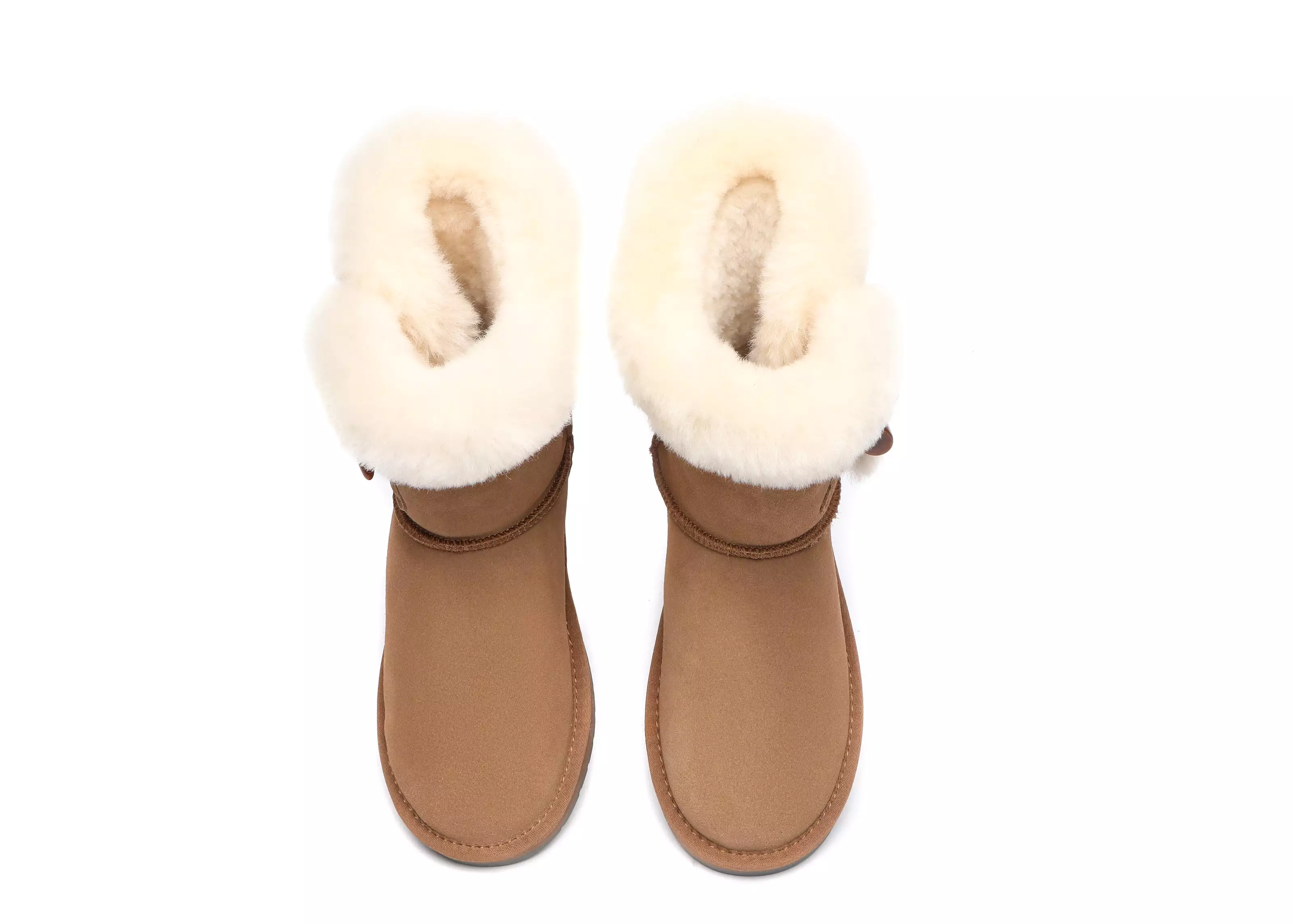 UGG Australian Shepherd Short Boots Talia, Twin Face Sheepskin, Double Horn Toggle Closure.