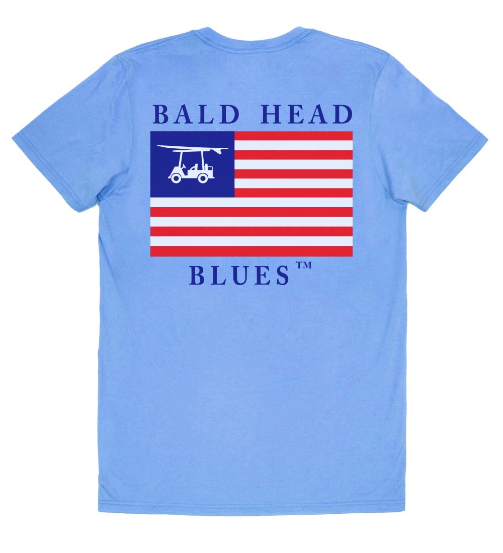 USA Flag Azure Blue Island Tee - Short Sleeve