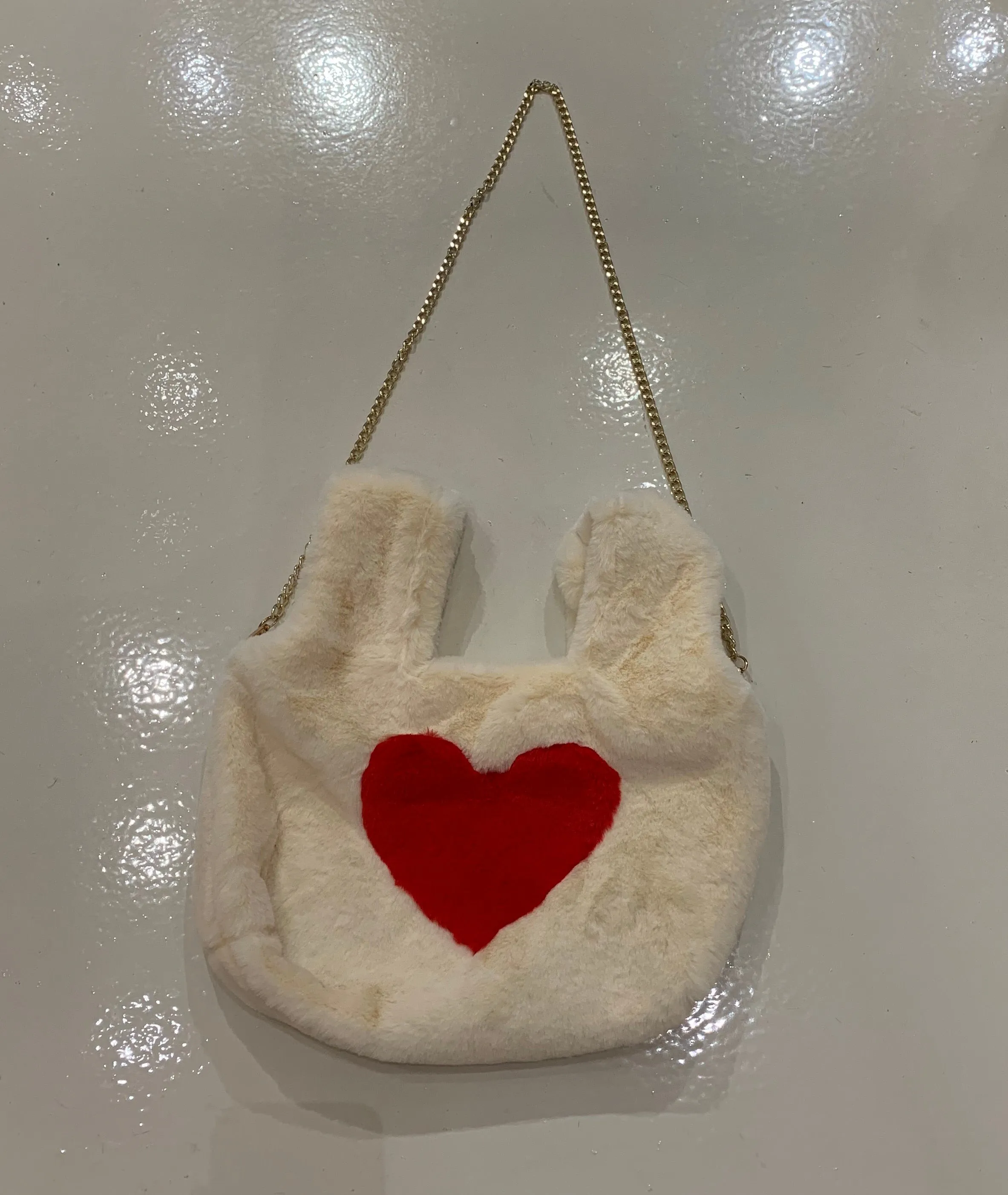 Valentine's red heart fluffy bag