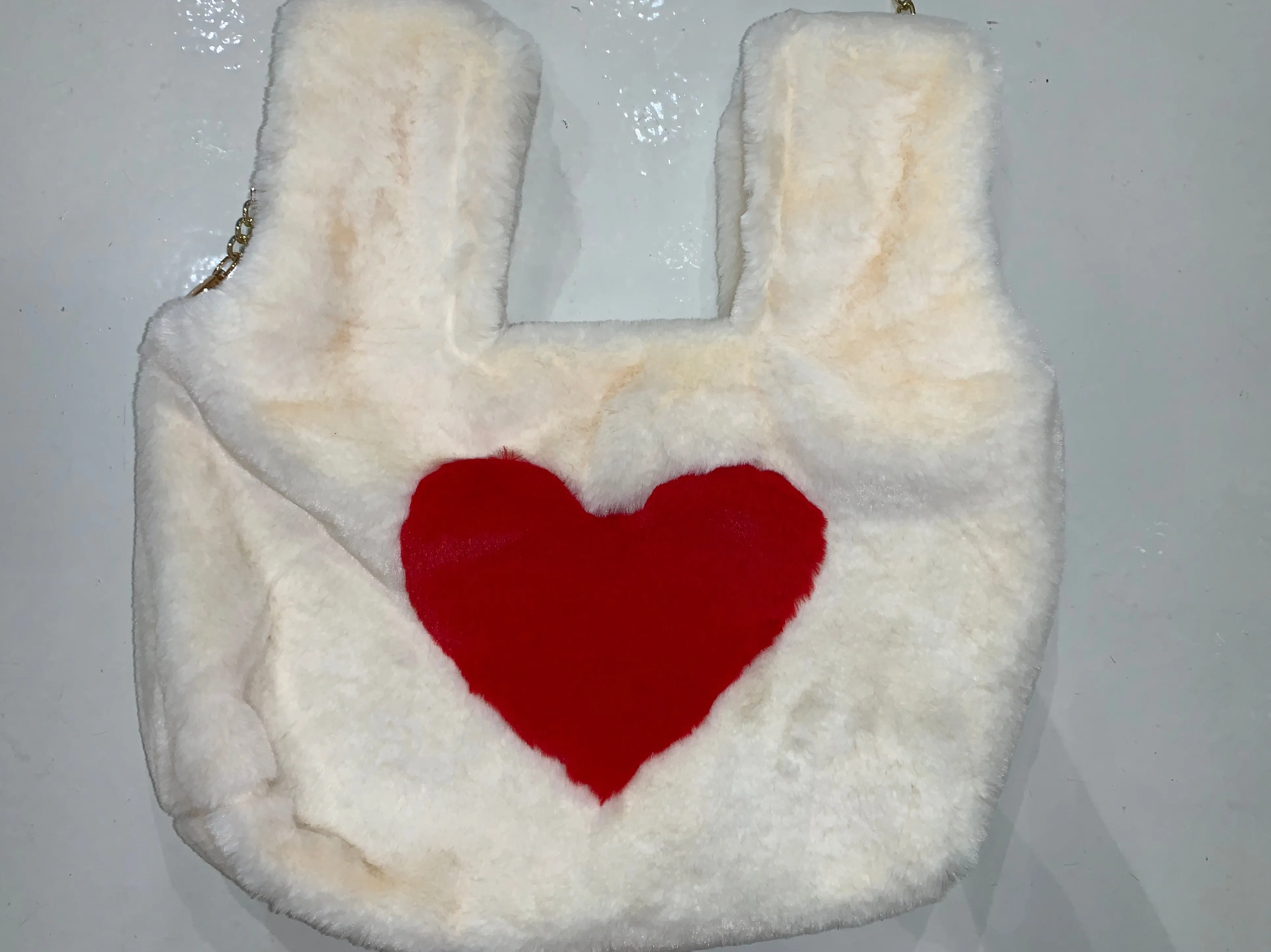 Valentine's red heart fluffy bag