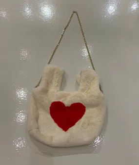 Valentine's red heart fluffy bag