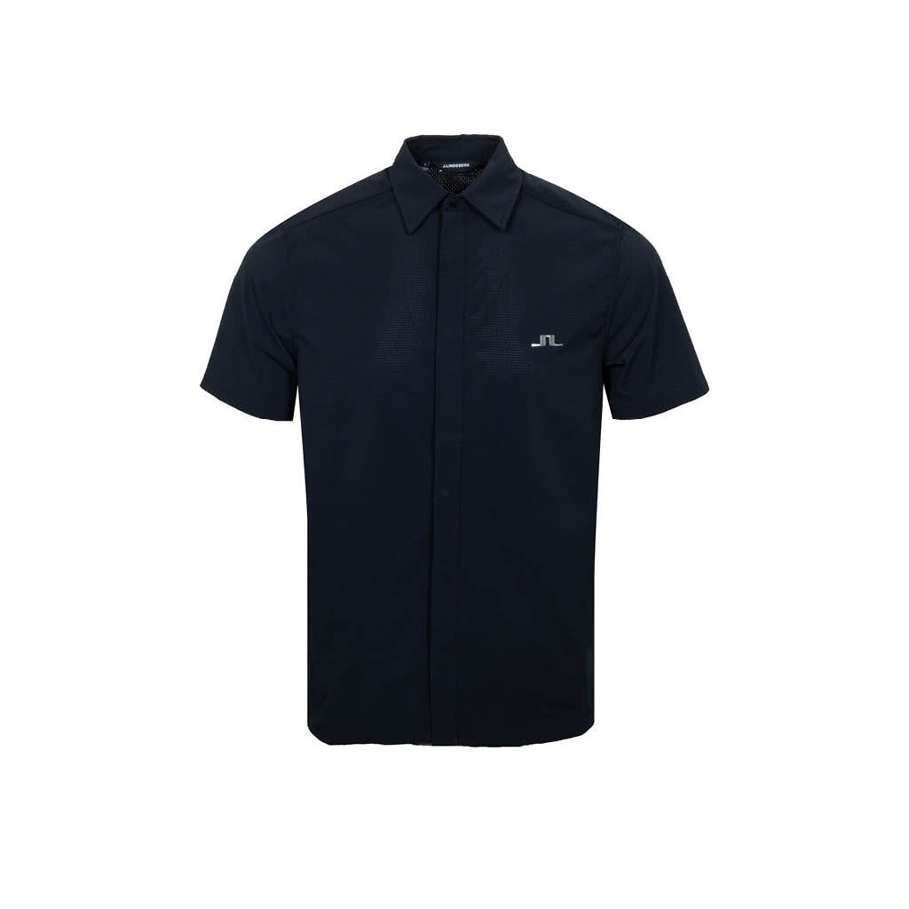 Vent Reg Fit Golf Shirt Black -> Black Golf Shirt with Vent Regular Fit