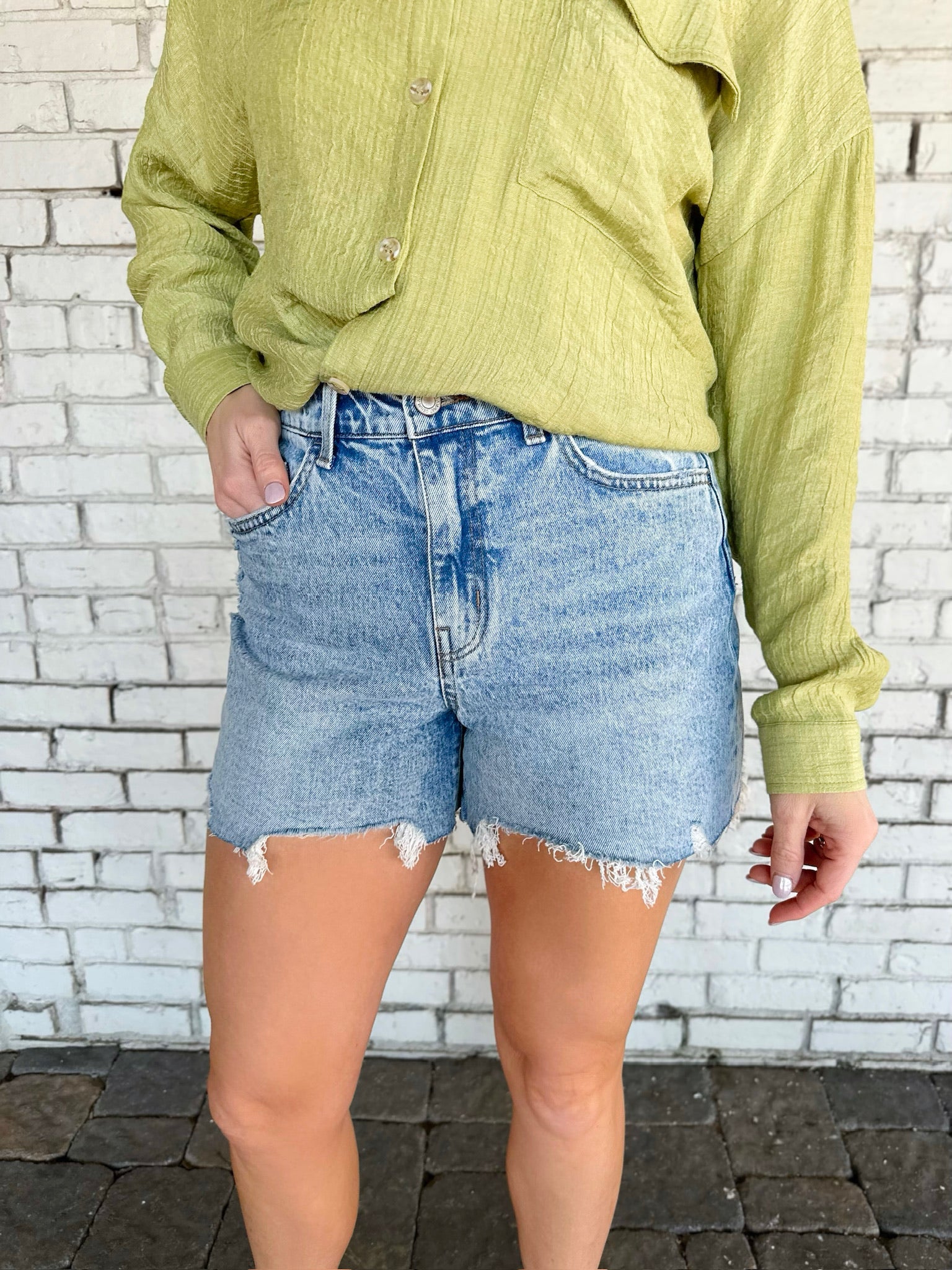 When the Sun Hits High Rise Denim Shorts