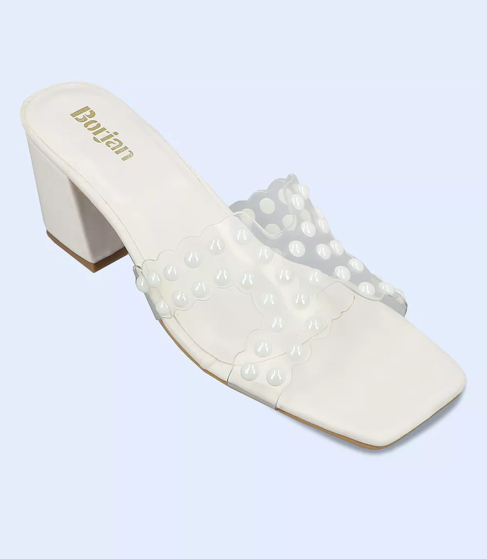 White Formal Slipper Heel for Women - BW9289