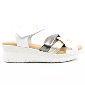 White Leather Wedge Sandal by Pitillos