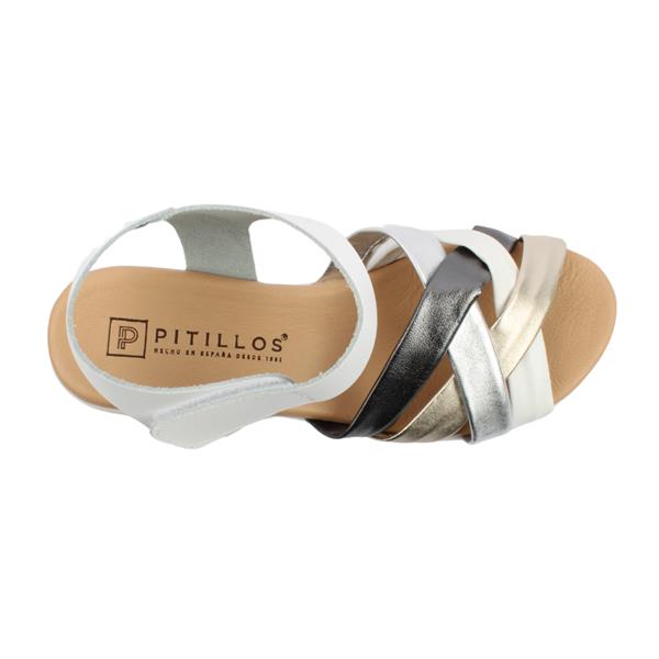 White Leather Wedge Sandal by Pitillos