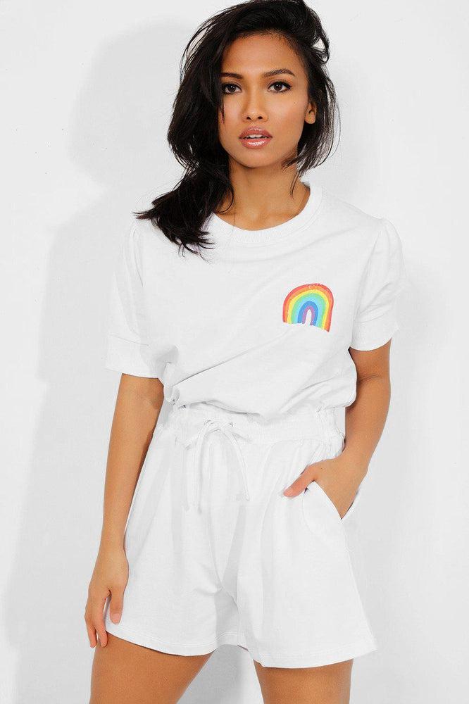 White Rainbow Print T-Shirt And Shorts Set - Google SEO: White Rainbow T-Shirt And Shorts Set