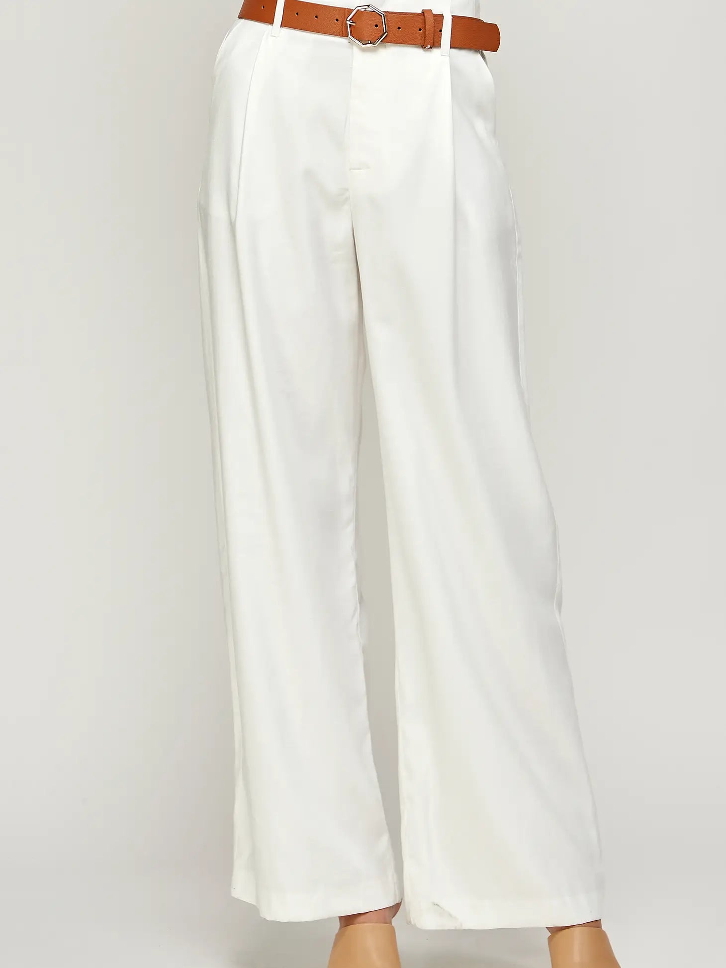 White wide leg trousers for office attire