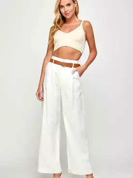 White wide leg trousers for office attire