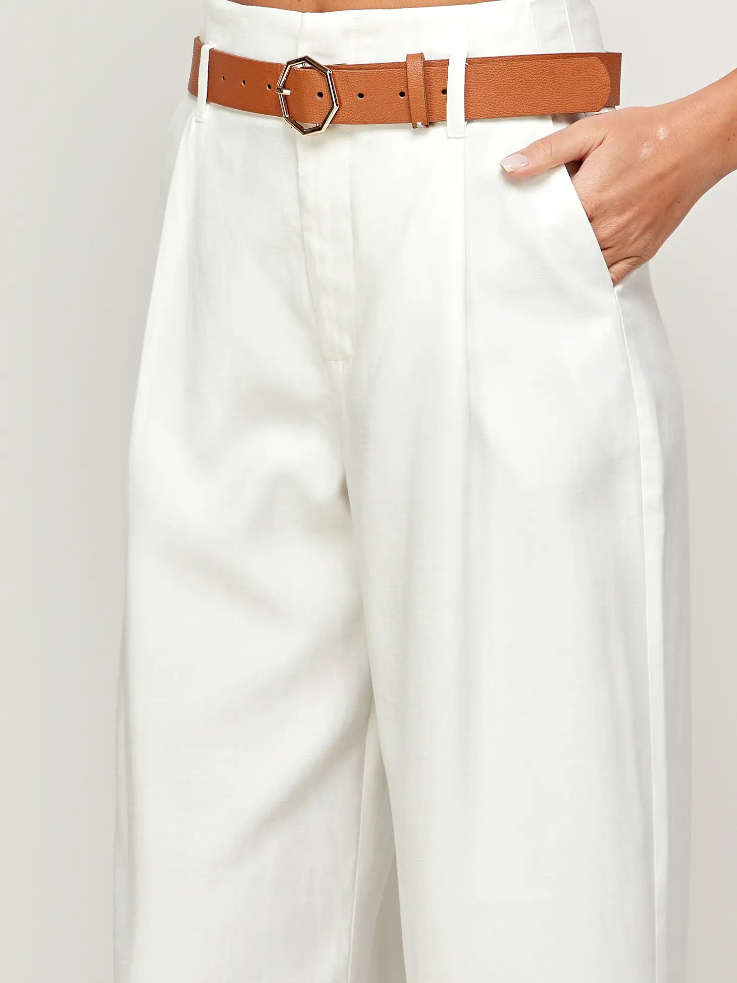 White wide leg trousers for office attire