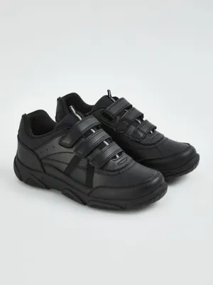 Wide Fit Black Triple Strap School Shoes by George at ASDA for School Wear