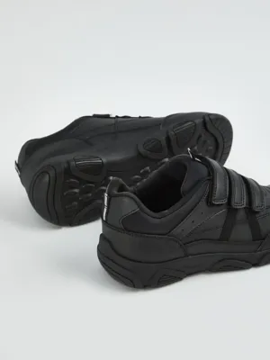 Wide Fit Black Triple Strap School Shoes by George at ASDA for School Wear