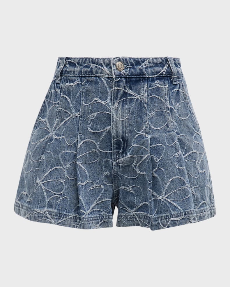 Wilder denim shorts with floral embroidery.