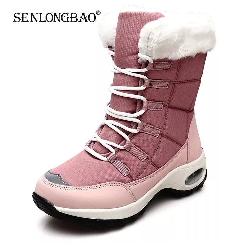 Winter Women Boots - High Quality, Warm Snow Boots - Lace-up, Comfortable Ankle Boots - Outdoor Waterproof Hiking Boots, Size 36