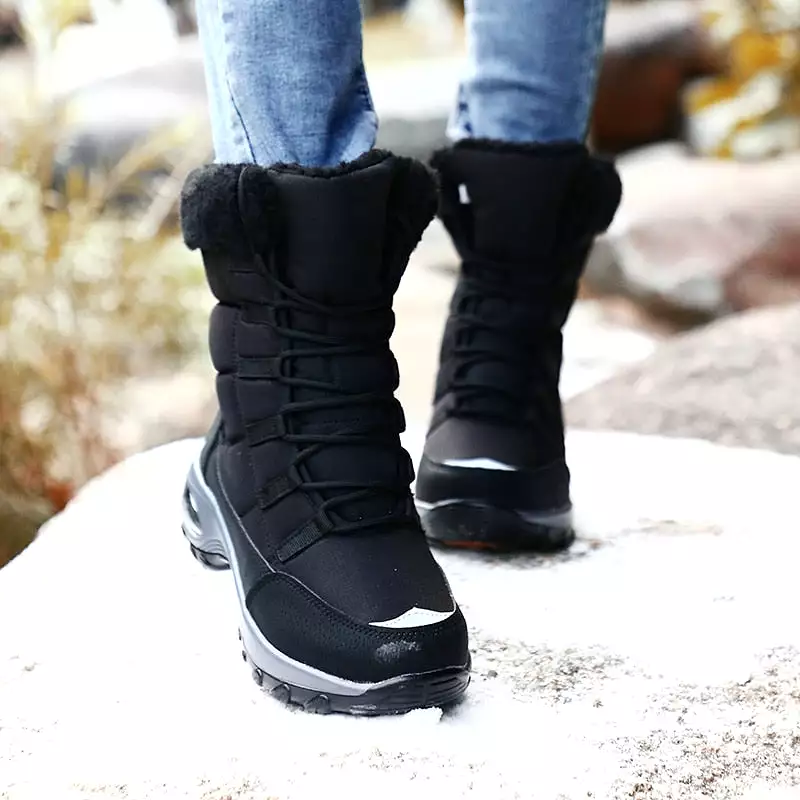 Winter Women Boots - High Quality, Warm Snow Boots - Lace-up, Comfortable Ankle Boots - Outdoor Waterproof Hiking Boots, Size 36