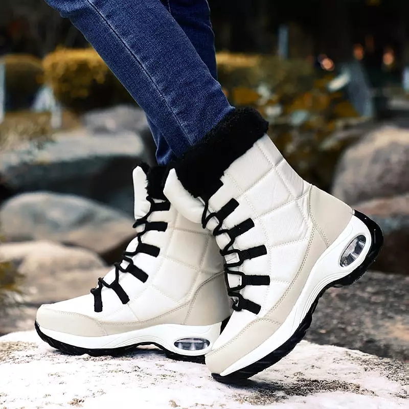 Winter Women Boots - High Quality, Warm Snow Boots - Lace-up, Comfortable Ankle Boots - Outdoor Waterproof Hiking Boots, Size 36