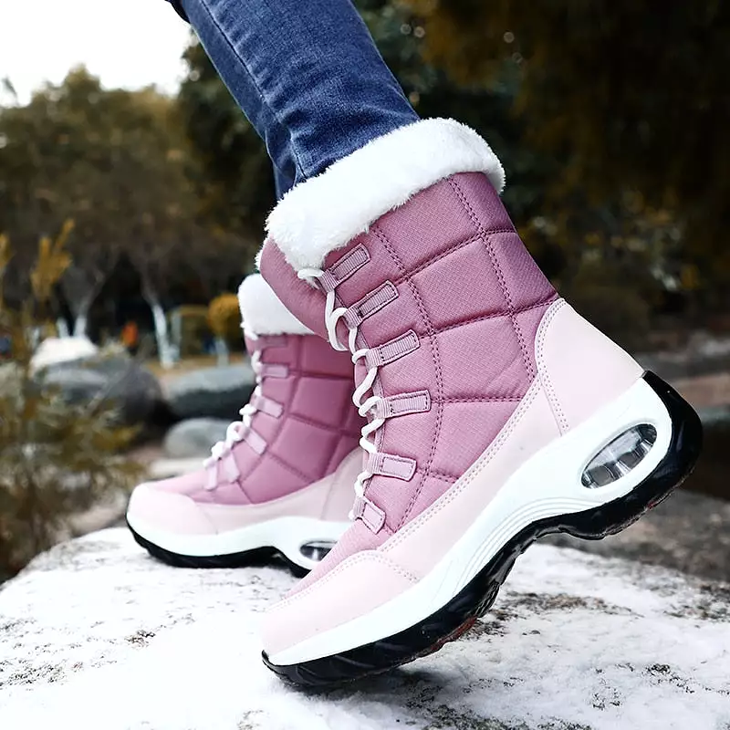 Winter Women Boots - High Quality, Warm Snow Boots - Lace-up, Comfortable Ankle Boots - Outdoor Waterproof Hiking Boots, Size 36