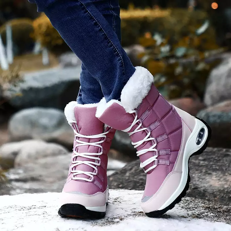 Winter Women Boots - High Quality, Warm Snow Boots - Lace-up, Comfortable Ankle Boots - Outdoor Waterproof Hiking Boots, Size 36