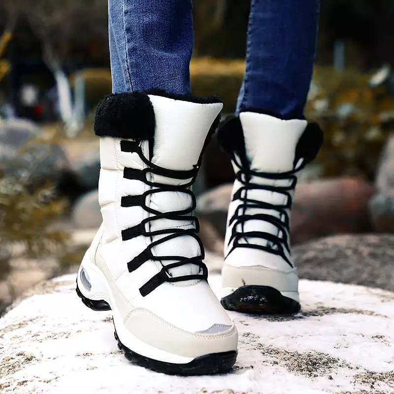 Winter Women Boots - High Quality, Warm Snow Boots - Lace-up, Comfortable Ankle Boots - Outdoor Waterproof Hiking Boots, Size 36