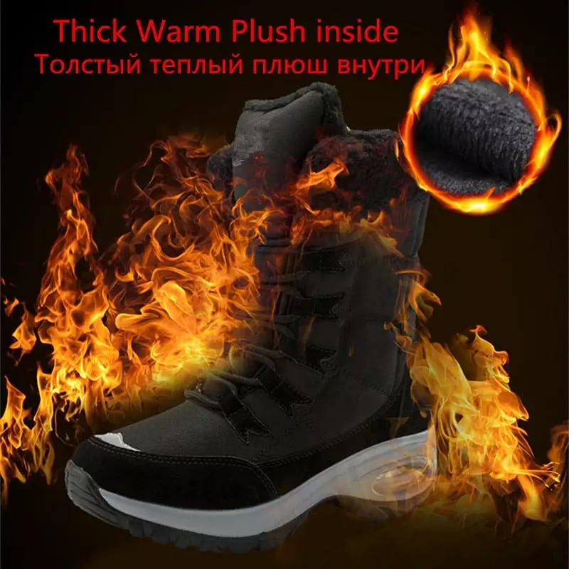 Winter Women Boots - High Quality, Warm Snow Boots - Lace-up, Comfortable Ankle Boots - Outdoor Waterproof Hiking Boots, Size 36