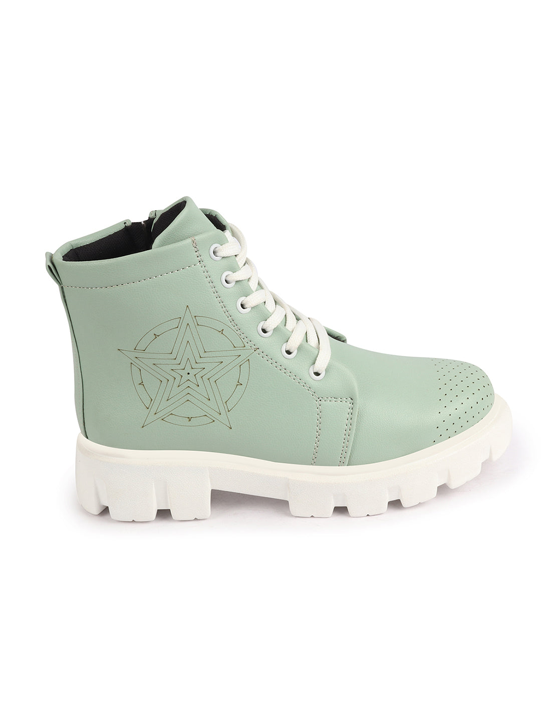 Women Green Winter High Top Boots