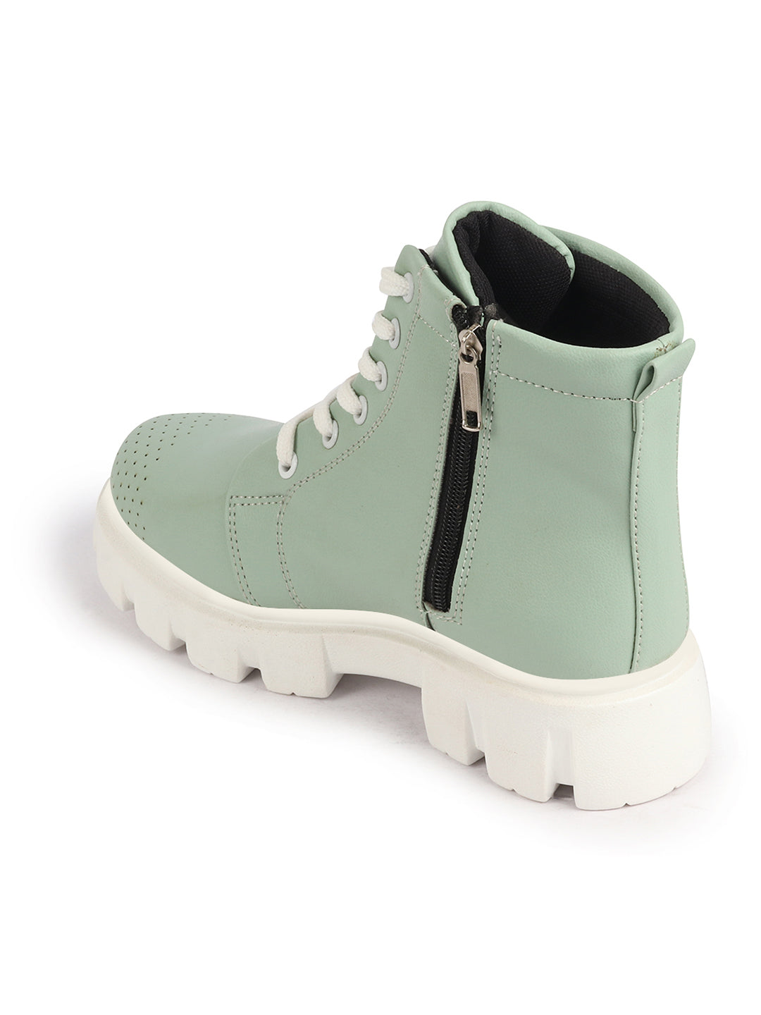 Women Green Winter High Top Boots