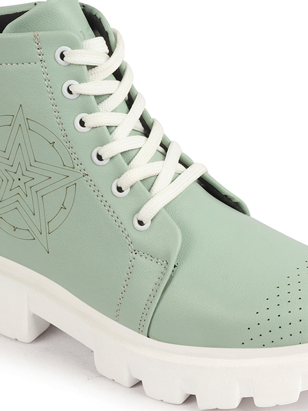 Women Green Winter High Top Boots