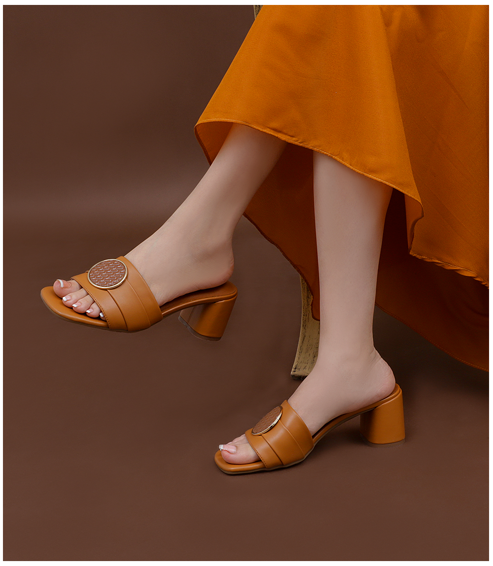 Women Slip-On Heels - BW7329 TAN Casual Slippers