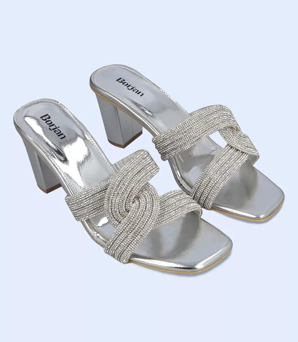 women slipper heels formal silver BW9430