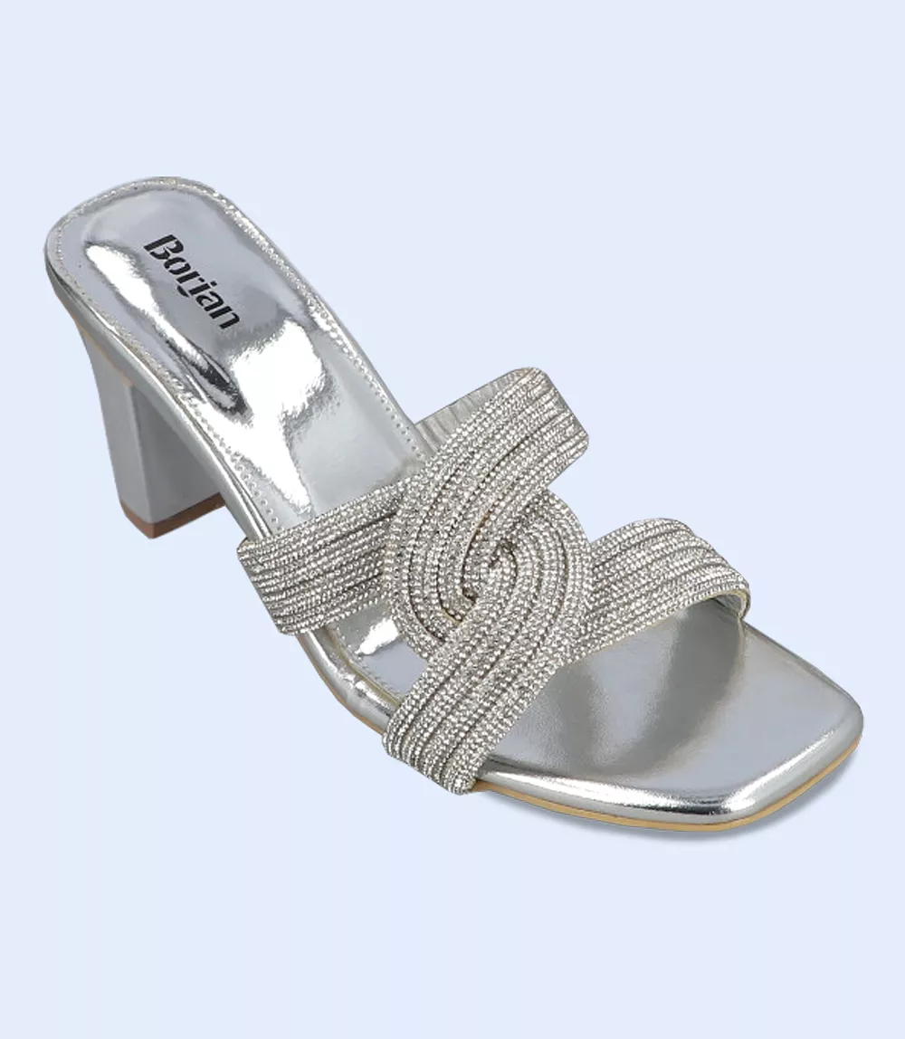 women slipper heels formal silver BW9430