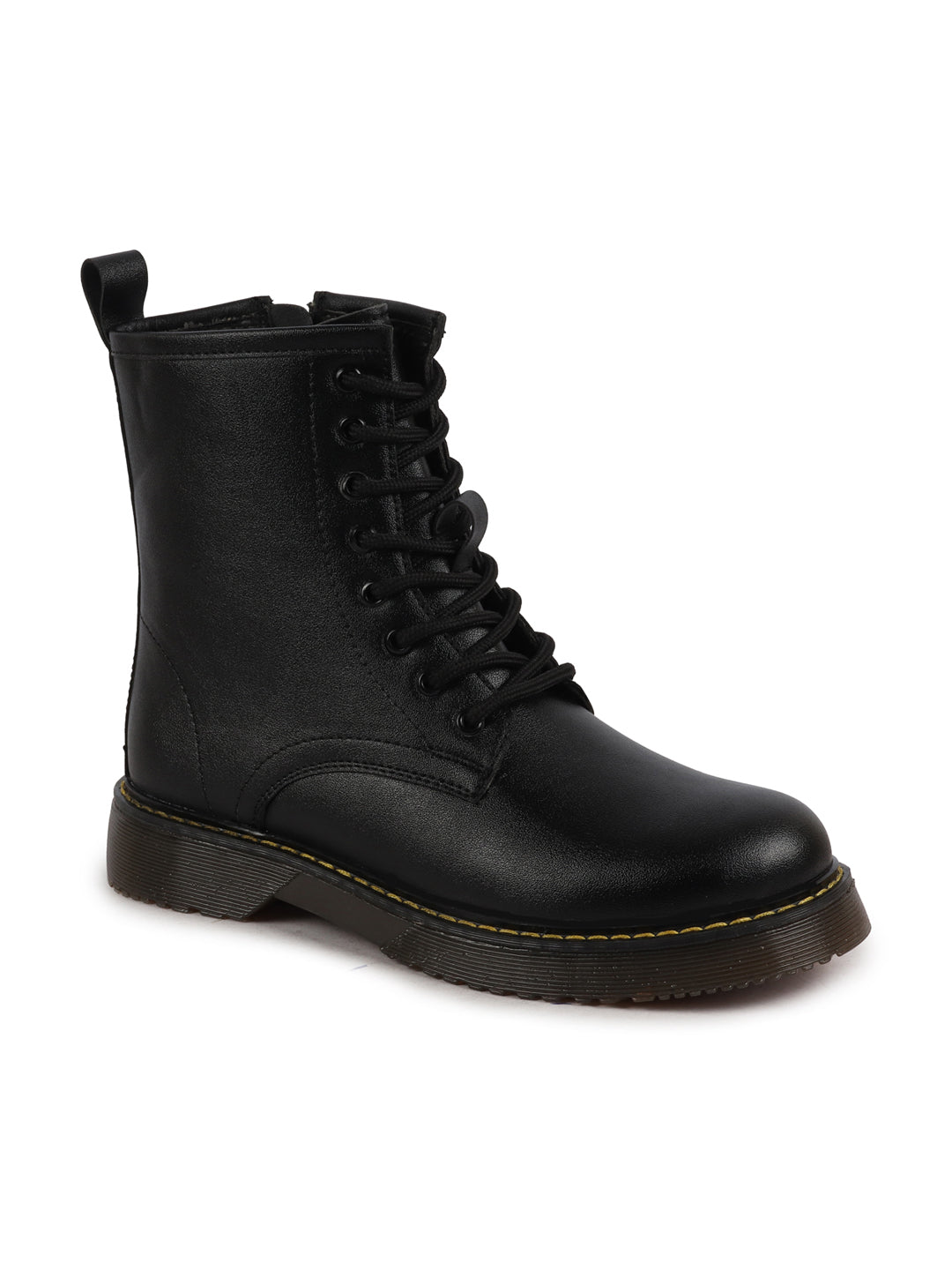 Women's Black Classic High Ankle 8-Eye Lace-Up Boots - Perfect for Traveling and Trekking