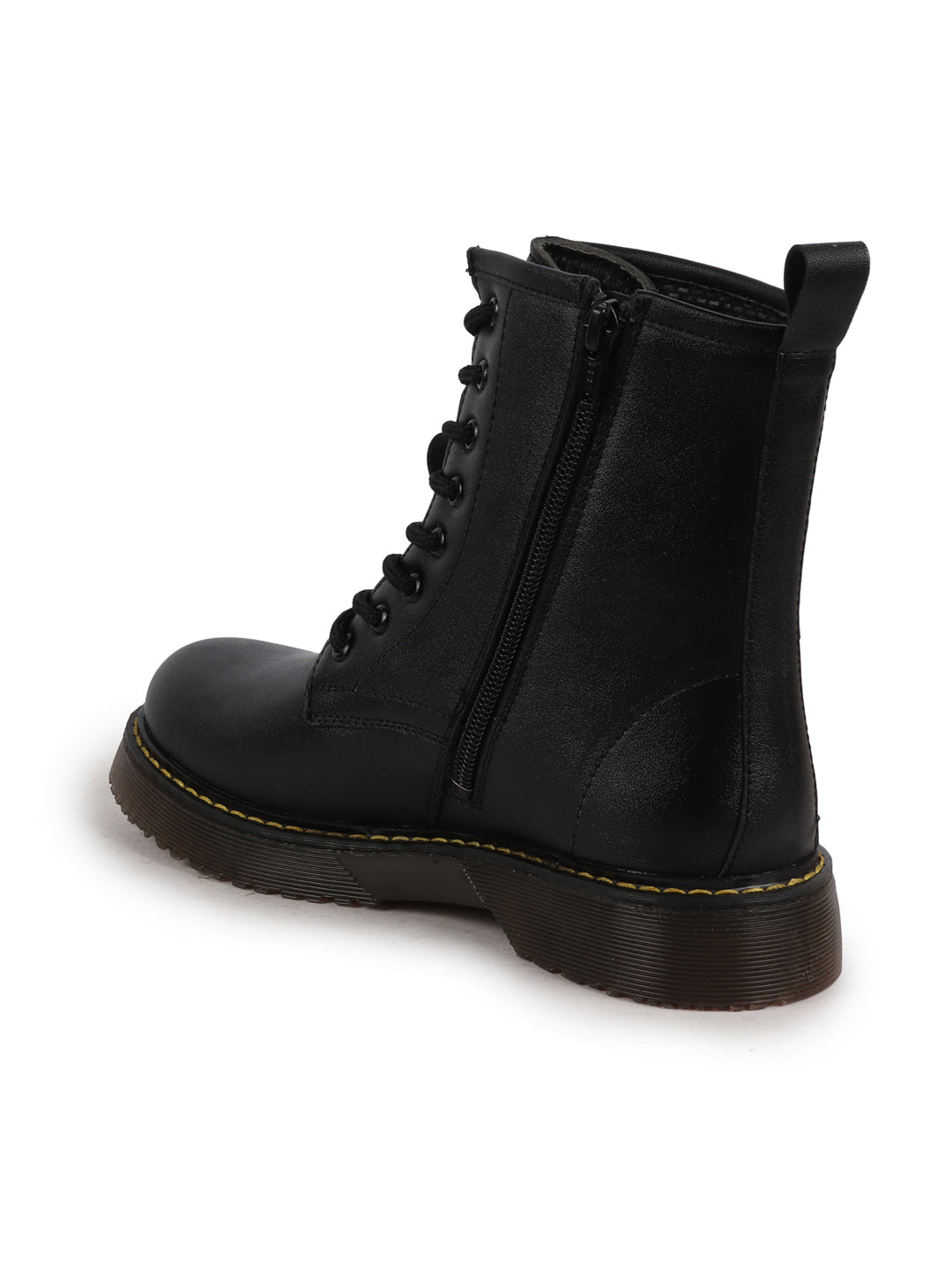 Women's Black Classic High Ankle 8-Eye Lace-Up Boots - Perfect for Traveling and Trekking