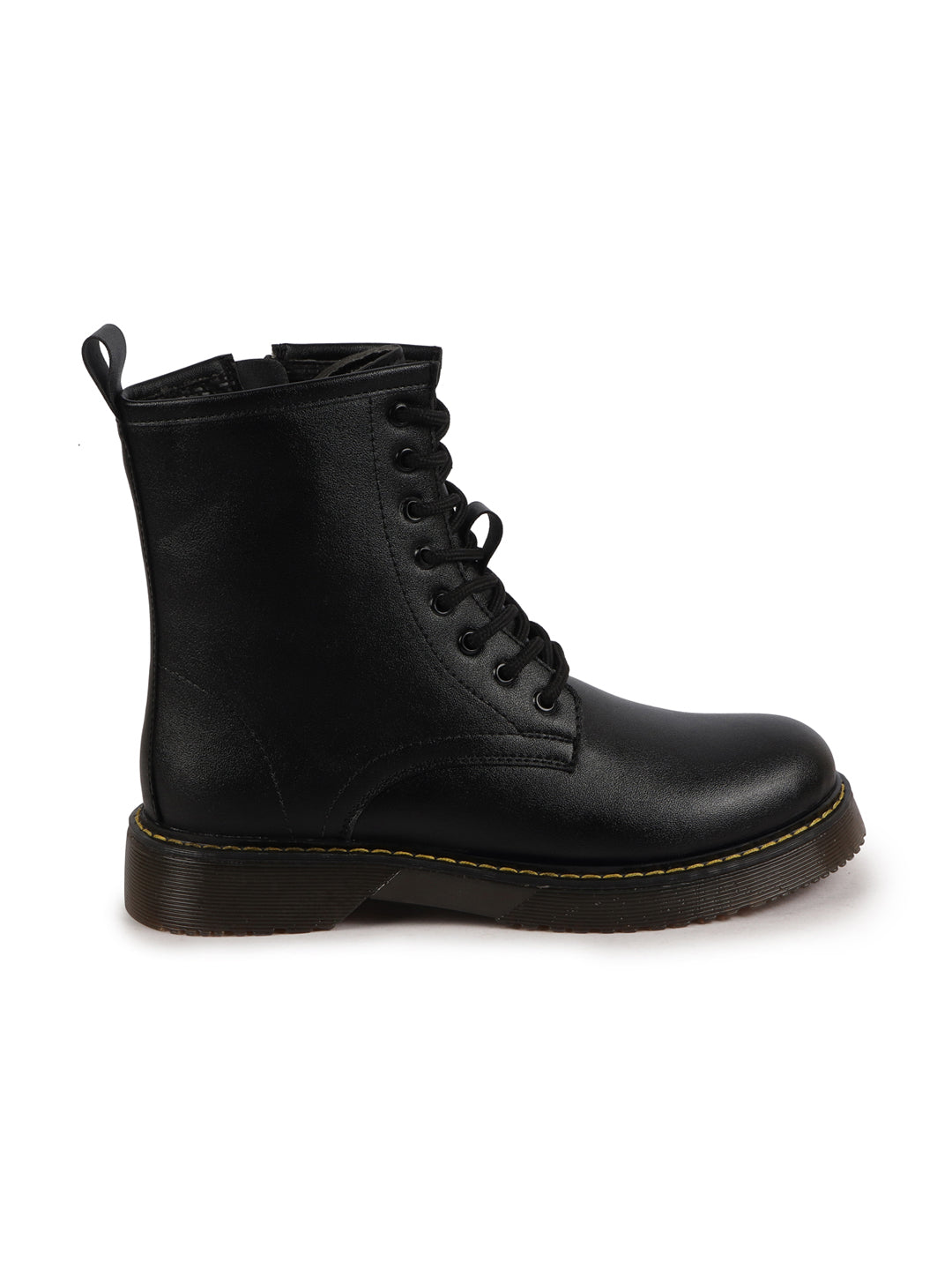 Women's Black Classic High Ankle 8-Eye Lace-Up Boots - Perfect for Traveling and Trekking