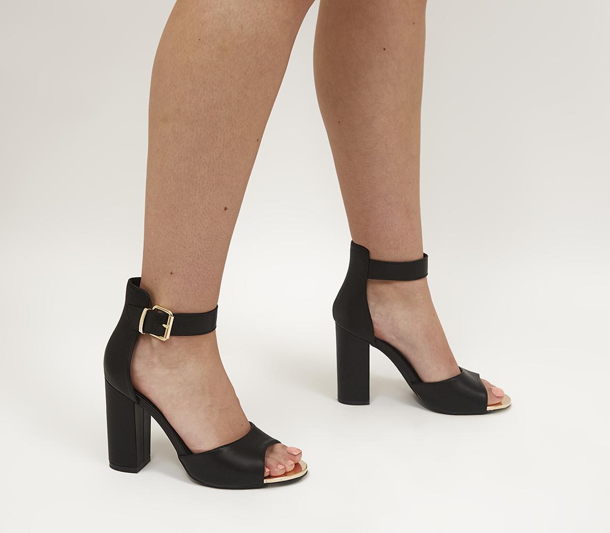 Women's Black Office Hark Buckle Ankle Strap Sandals