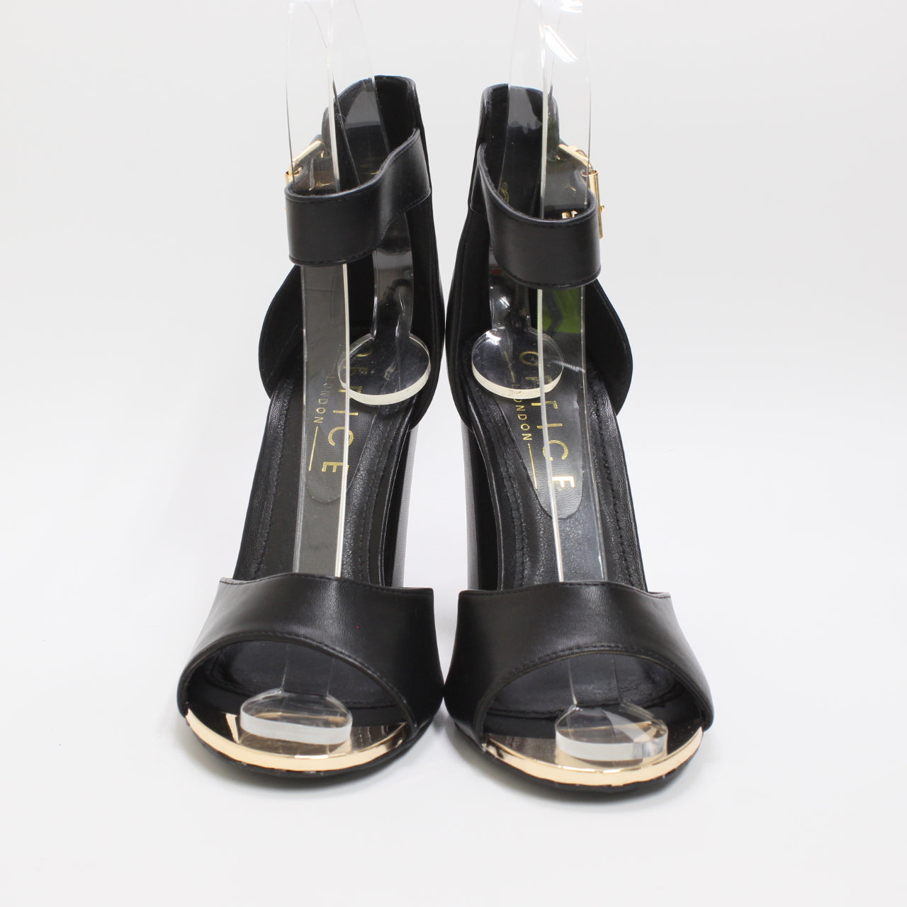 Women's Black Office Hark Buckle Ankle Strap Sandals