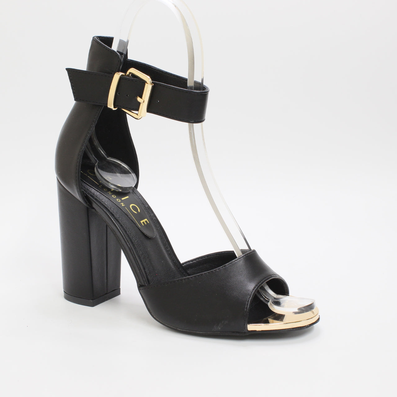 Women's Black Office Hark Buckle Ankle Strap Sandals