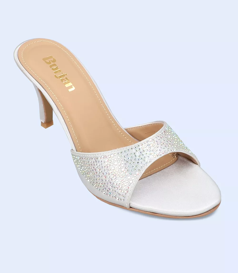 Women's Formal Slip-On Heels - BW9608 Silver