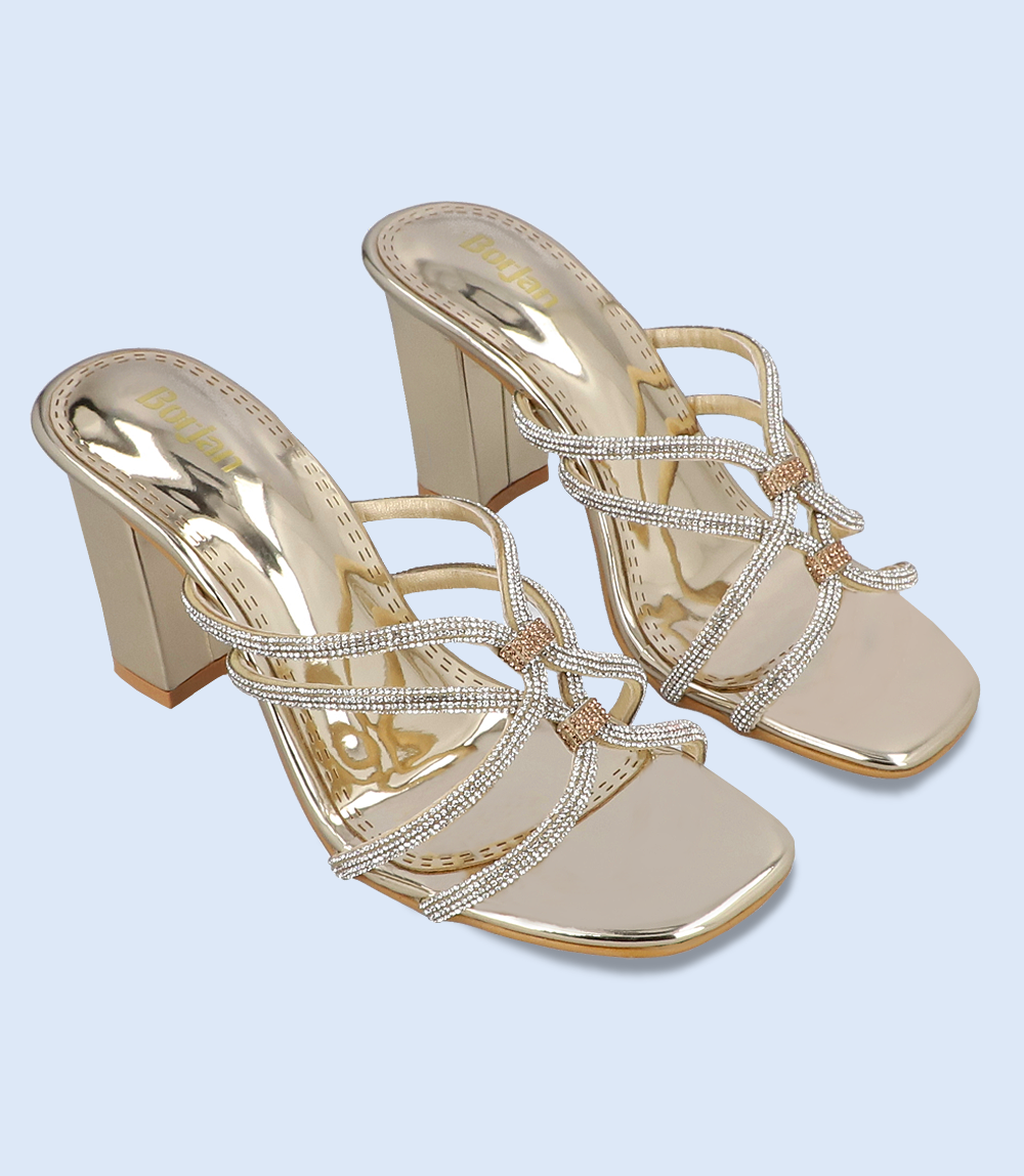 Women's Formal Slipper Heels in Dull Gold - BW8690