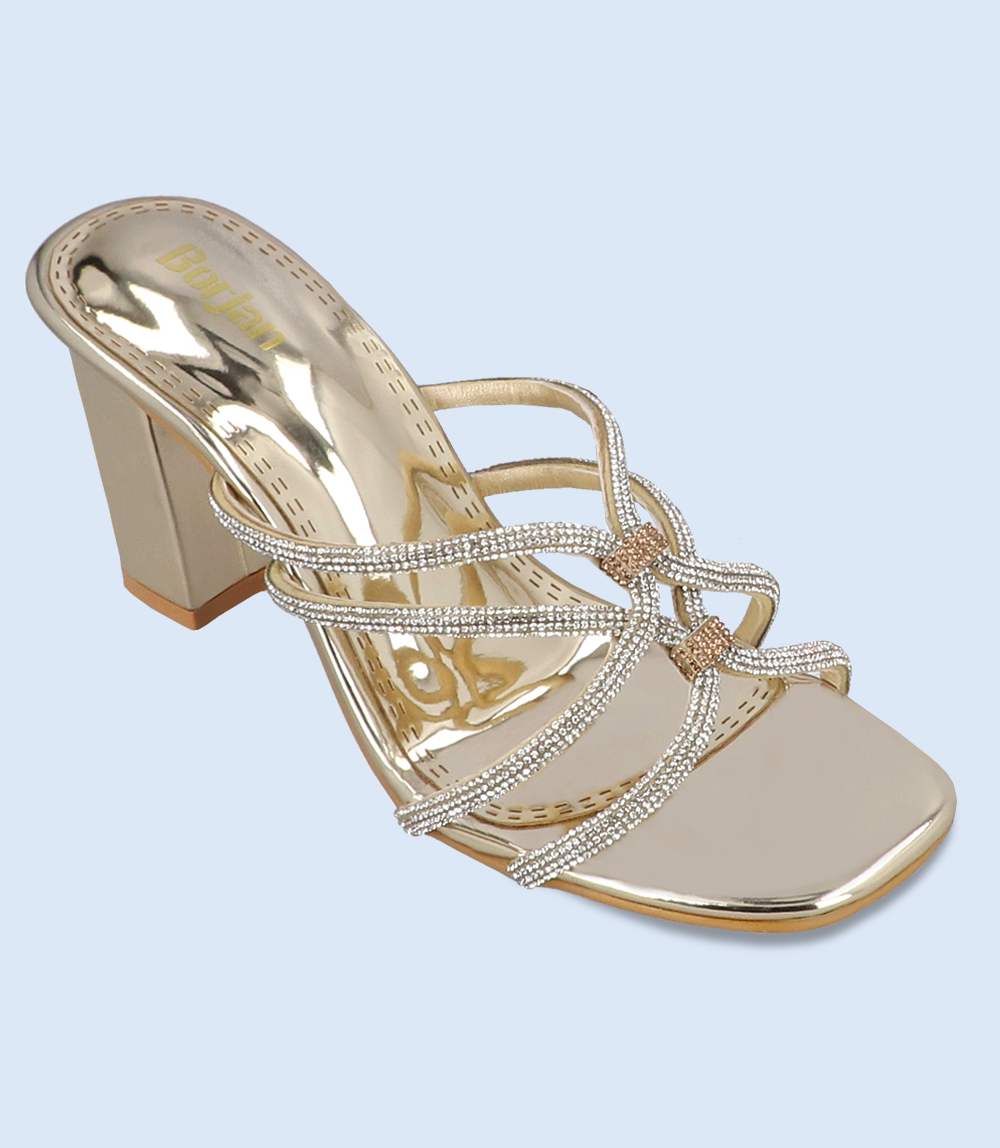 Women's Formal Slipper Heels in Dull Gold - BW8690