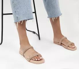 Womens Nude Embellished Strap Sandals