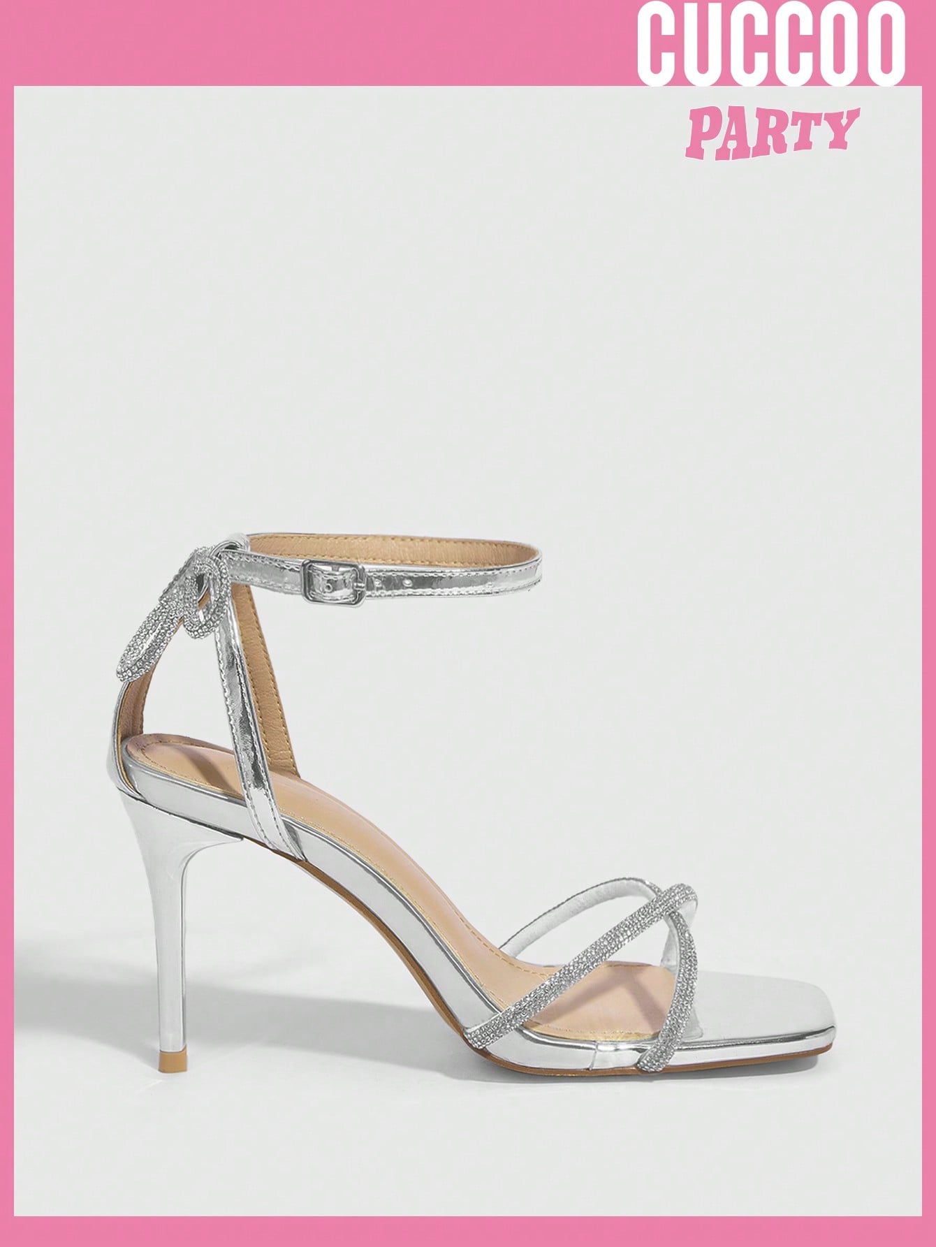 Women's Rhinestone Butterfly Sandals - Square Toe, Ankle Strap, High Heels - Perfect for Spring and Summer Prom