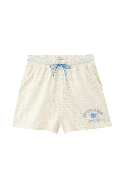 women's short brixton physique ed mesh in off white