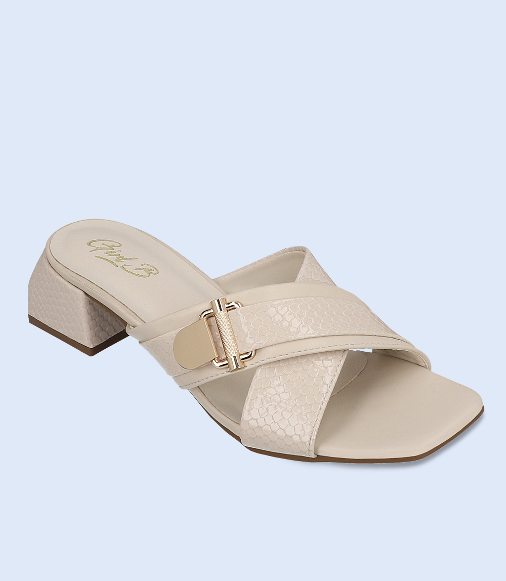 Women's Slipper Heels - Ivory (Style: BW7327-IVORY)