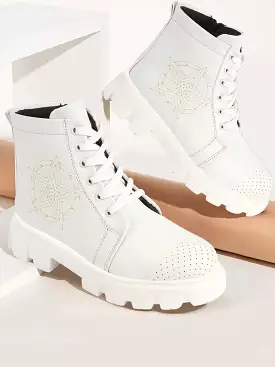 Women's Winter High Top Chunky Lace Up Casual Boots