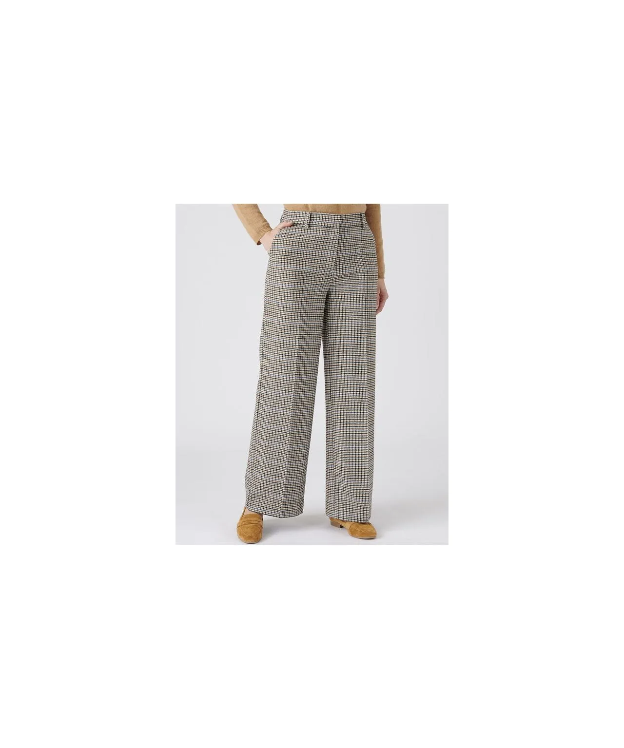 Wool Blend Check Pants